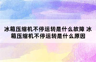 冰箱压缩机不停运转是什么故障 冰箱压缩机不停运转是什么原因